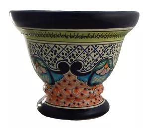 Mexican Ceramic Sunflowers Footed Planter Pot Garden Hand painted Talavera # 02 - Picture 1 of 1