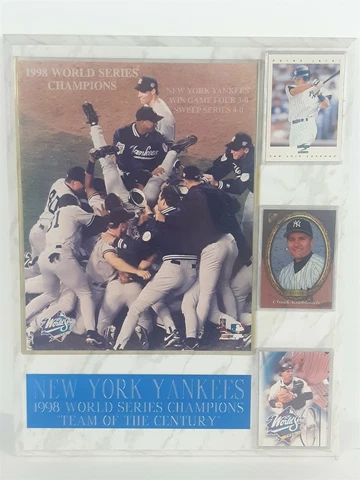 1998 NY Yankees World Series Champions Team of the Century Plaque W/ Jeter Card Cover