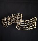 Vintage Music Notes Crystal Rhinestones Gold Tone Metal Brooch Pin Preowned
