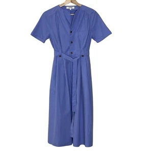 VESTIDO MIDI SENCILLO RETRO AZUL COTTAGECORE VINTAGE INSPIRADO ALGODÓN TALLA S - Imagen 1 de 10