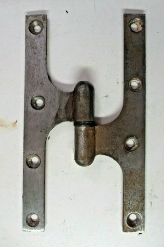 1850s Right Hand Steel Olive Bullet Knuckle Door H Hinge 6-1/2" X 3-5/8 Antique Cover