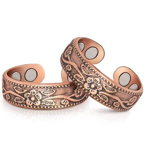 Magnetic Copper Rings for Women Magnetic Rings 3500 Gauss Magnetic Lymph Deto... - Picture 1 of 7
