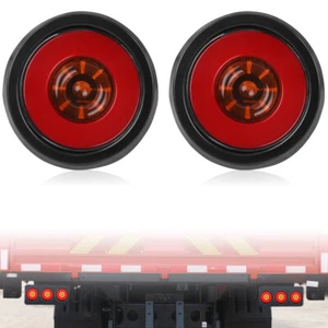 2X 4" Round Red Amber LED Brake Stop Turn Signal Tail Light DRL Truck Trailer RV - Picture 1 of 8