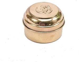 Metal Brass Sindoor Daani Box Tika Kumkum Dabbi Decorative Handicraft - Picture 1 of 2