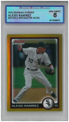 2010 Bowman Chrome ALEXEI RAMIREZ #18 золото переливающийся 05/50 💎 DSG 8 NM/новый - Изображение 1 из 2