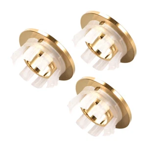Sink Overflow Covers Basin Trim Round Hole Caps Insert Spares Gold Tone 3 Pcs - Picture 1 of 3