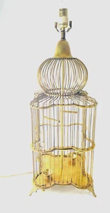 VTG Currey & Co Solid Brass Birdcage Footed Table Lamp 27" x 8" Grand Millennial - Picture 1 of 8