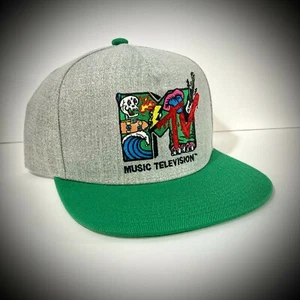 Nuevo MTV SNAPBACK SOMBRERO gris brezo billete plano retro años 90 televisión música hombre/mujer - Imagen 1 de 6