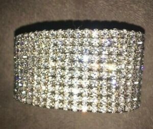 Rhinestone Bracelet Wrist, Cuff Wedding, Pageant, OS 