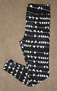LuLaRoe TC2 ~ Bird on High wire ~ RARE ANIMAL PRINT Black White Leggings - Picture 1 of 2