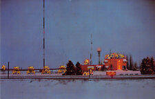 1962 IA Spirit Lake Christmas at KICD FM Radio towerpostcard D40