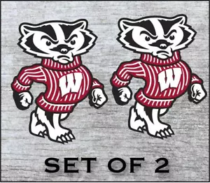 Wisconsin Badgers Sticker Decal Vinyl SET OF 2 Cornhole Truck Car  - Picture 1 of 1
