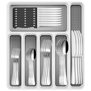 49-Piece Stainless Steel Silverware Set with Cutlery Organizer, Service for 8 wi - Picture 1 of 8
