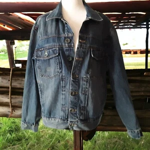 Arizona Jean Co Blue Denim Trucker Jacket Size M / L Biker Ranch Boho Western - Bild 1 von 12