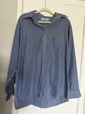 Pringle Shirt Mens Extra Large Blue Striped Button Up Long Sleeve XL - Imagem 1 de 4