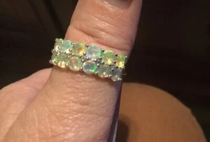 Größe 6 äthiopischer Opal & weißer Topas Sterlingsilber Ring TGW 1,31 kt - Bild 1 von 12