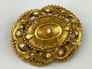 FLORENZA DAMILLE Vintage Gold Tone Oval Pin Brooch Magnet - Picture 1 of 10
