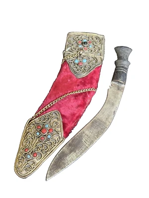 Faca pequena nepalesa vintage Gurkha Kukri Nepal Índia Kothimora e bainha 6,5" - Imagem 1 de 4
