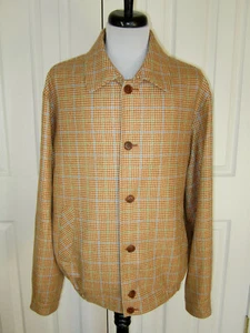 NWOT $795 PETER MILLAR PEACH PLAID CASHMERE BUTTON FRONT COAT XL  - Picture 1 of 10