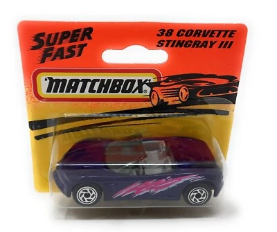Matchbox Superfast #38 Corvette Stingray III carta corta viola. Made in Thailand - Immagine 1 di 2