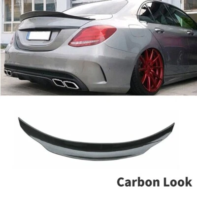 For Mercedes Benz W205 C200 C300 C43 4DR Trunk Spoiler Highkick Wing Carbon Look Foto 1 de 4