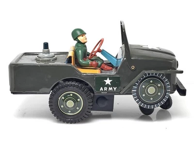 Vintage MODERN TOYS Masudaya Battery Operated Desert Patrol Army Jeep Tin Toy - Image 1 of 4