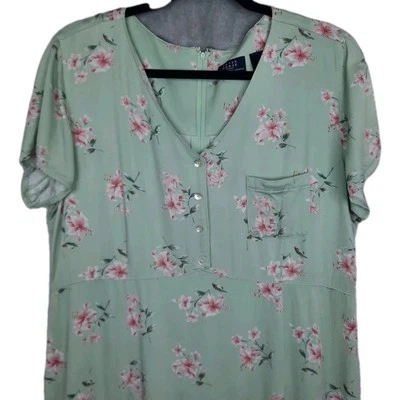 VTG Crazy Horse Maxi Dress Womens XL Green Pink Floral Prairie Cottagecore 90s - Image 1 of 4