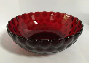 Vintage Anchor Hocking BUBBLE RUBY RED GLASS 8 1/4" Serving Bowl - Picture 1 of 3