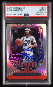 Cole Anthony Signed 2020-21 Panini Chronicles Marquee #251 RC (PSA 9 | Auto Grad - Bild 1 von 2