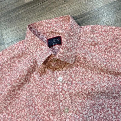 Camisa masculina UNTUCKit tamanho S jeans Louis estampa floral manga curta botão para cima  - Imagem 1 de 4
