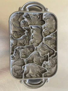 NEW John Wright Animal Puzzle Shortbread Cookie Mold Pan Cast Iron Vintage 1984 - Picture 1 of 10