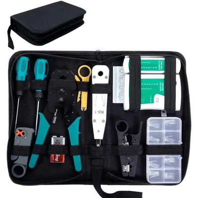 Multifunktionaler Netzwerktester | RJ45/11/12 Crimpzange | Kabeltest Kit - Bild 1 von 4