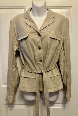Mujer THALIAN Talla 10 14 Chaqueta Mediana Blazer Lino Algodón Abrigo Natural Foto 1 de 4
