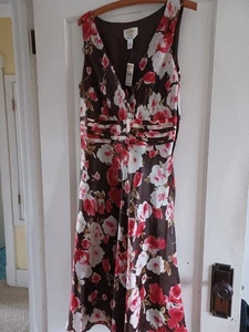 Abito Talbots donna 10 rosa floreale scollo a V pura seta tè vintage nuovo con etichetta - Foto 1 di 6