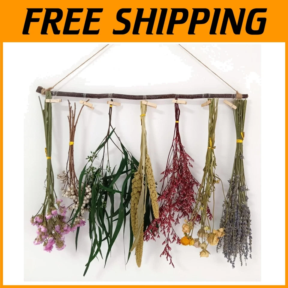 Dried Flower Rack Dried Flower Wall Hanging Farmhouse Wall Decor Dried Herb R...