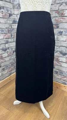 Vintage Windsmoor Women’s Black Velvet Straight Long Maxi Skirt Size UK 12 - Image 1 of 4