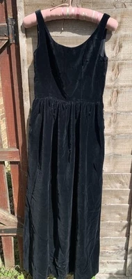 Vintage Long Black Velvet Dress Costume Reenactment Cosplay TV Bespoke Size XS/S - Image 1 of 4