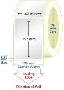 Etichette AA 102Wx152H mm Bianco Carta Termica Diretta Adesivo Pelable (1000x Rotolo) - Foto 1 di 1