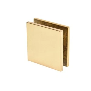 CRL Unlacquered Brass Square Style Hole-in-Glass Fixed Panel U-Clamp SCU4ULBR - Picture 1 of 3