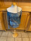 NWT Women's Off The Sholder Small Blouse Long Sleeve Blue & Gold Casual