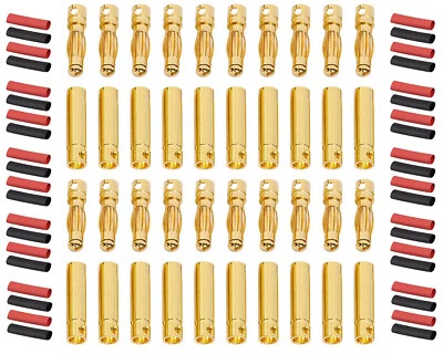 ✅ 1-20 Pairs Gold Male 4mm Male Female Heat Shrink Tubing 5 10 4.0mm Banana - Image 1 of 4