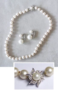 Marvella Glasperlen 15 1/4" Halskette und Ohrringe. Toller Strass Verschluss - Bild 1 von 10