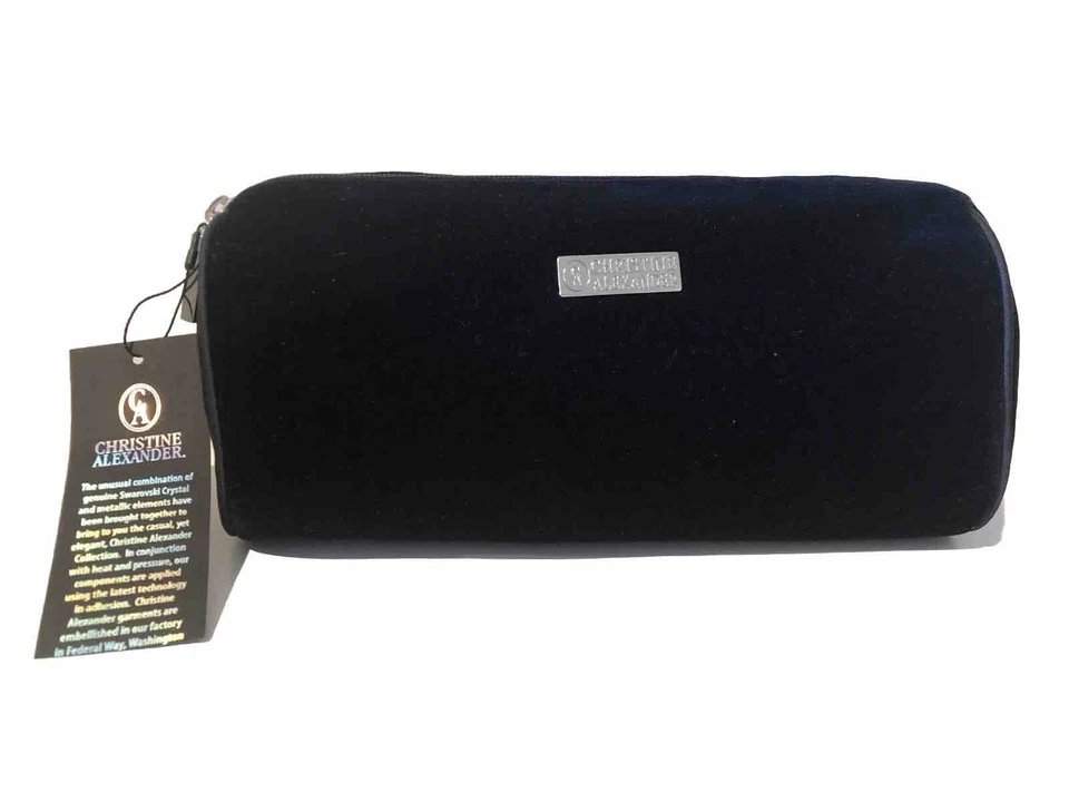 Christine Alexander Black Velvet Swarovski Crystal “CHIC” makeup bag pouch - image 1 of 4