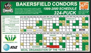 1999-00 Bakersfield Condors WCHL MAGNET Hockey Schedule !!! DCCK & AT&T - Picture 1 of 1