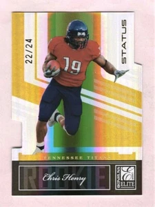 Tarjeta de novato troquelada Chris Henry Tennessee Titans 2007 Donruss Elite Status 22/24 - Imagen 1 de 2