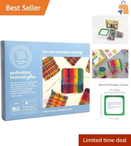 7" Traditional Potholder Loom Kit - Create 6 Rainbow Cotton Crafts for All Ages - Picture 1 of 10