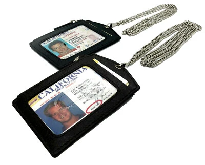 ИЗ НАТУРАЛЬНОЙ КОЖИ ID ЗНАЧОК ДЕРЖАТЕЛЬ МОЛНИИ РЕМЕНЬ МЕТАЛЛИЧЕСКИЙ ШЕИ ЦЕПОЧКА КАРТЫ ДЕРЖАТЕЛЬ - Изображение 1 из 4