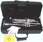 NEW SILVER INTERMEDIATE CONCERT BAND TRUMPET W/CASE.APPROVED+ WARRANTY
