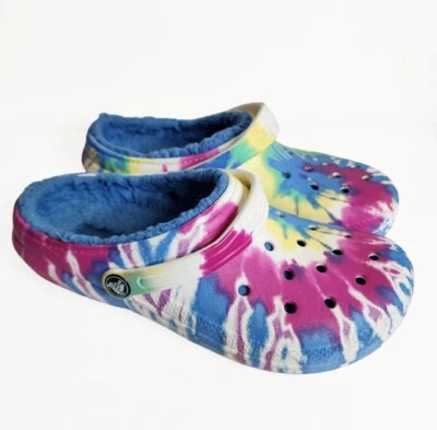 Zueco Crocs Clásico Tie Dye Forrado Multicolor Talla J6 Para Mujer 7.5/8? Niños peludos Foto 1 de 4