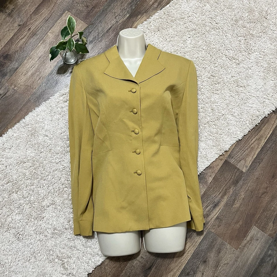 Blazer vintage Saville 4 amarillo mostaza 100 % seda con muescas solapa Foto 1 de 4